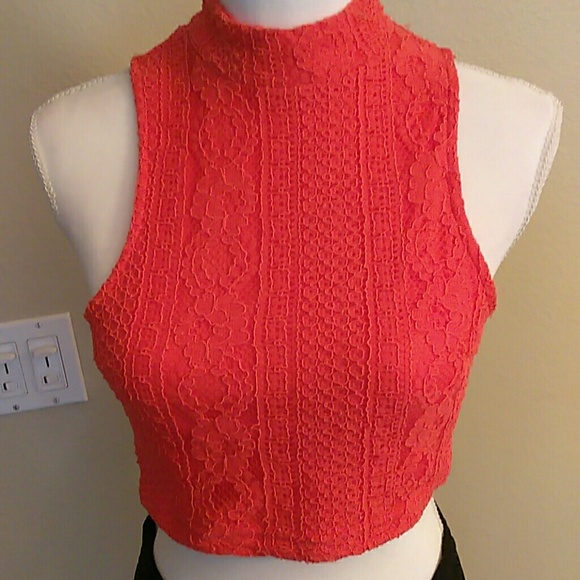 Tops - Coral color crop top